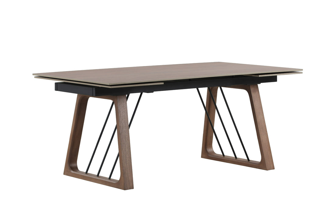 Emmond - Mid-Century Modern Ceramic  Walnut Extendable Dining Table