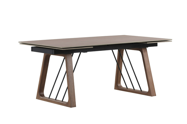 Emmond - Mid-Century Modern Ceramic  Walnut Extendable Dining Table