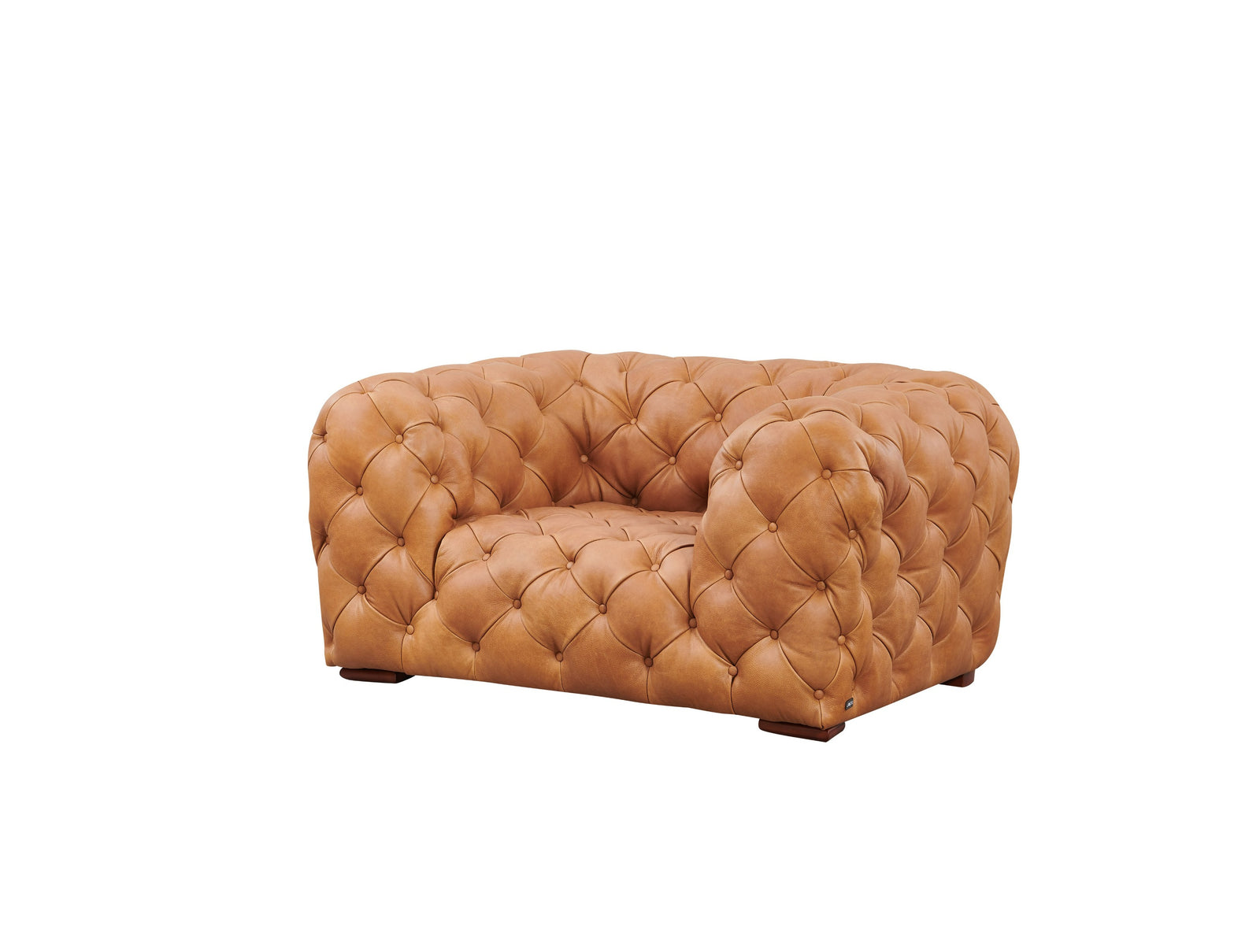 Dexter - Transitional Camel Full Italian Leather Lounge Chair