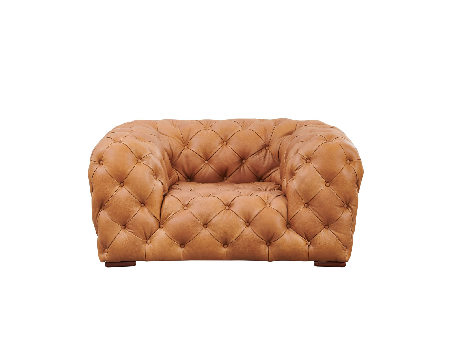 Dexter - Transitional Camel Full Italian Leather Lounge Chair