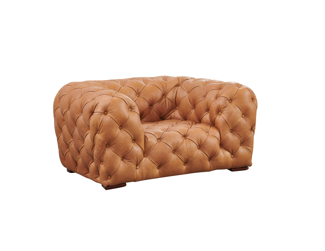 Dexter - Transitional Camel Full Italian Leather Lounge Chair