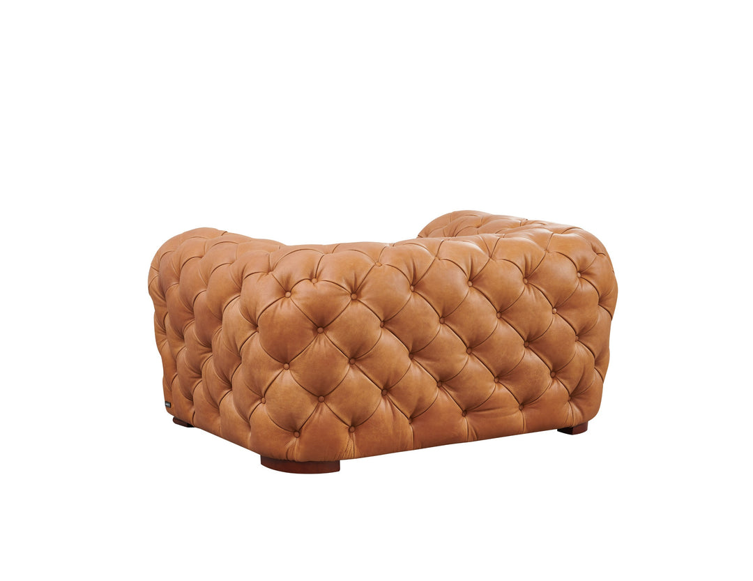 Dexter - Transitional Camel Full Italian Leather Lounge Chair