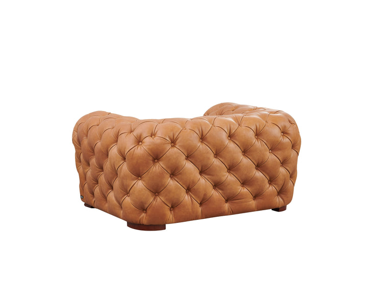 Dexter - Transitional Camel Full Italian Leather Lounge Chair