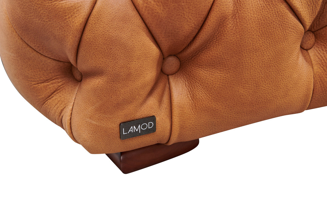 Dexter - Transitional Camel Full Italian Leather Lounge Chair