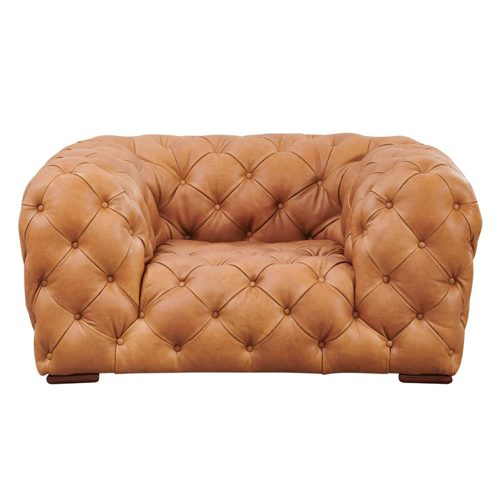 Dexter - Transitional Camel Full Italian Leather Lounge Chair
