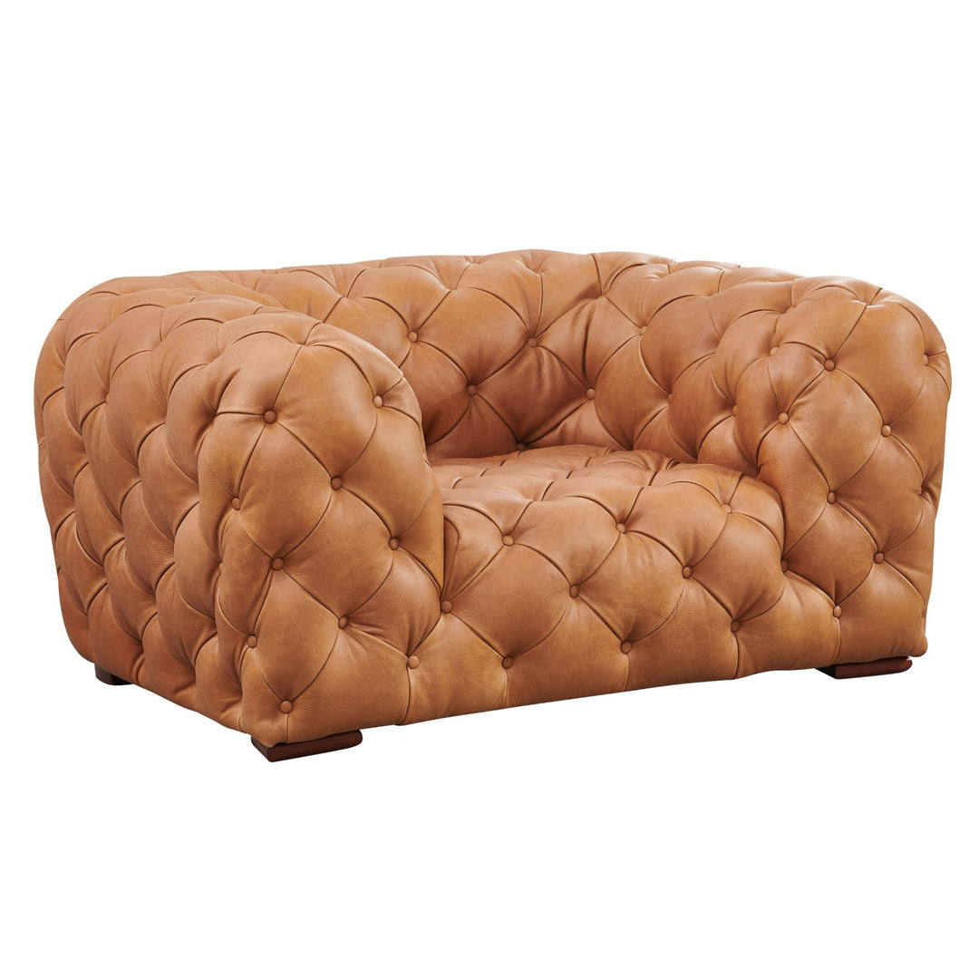 Dexter - Transitional Camel Full Italian Leather Lounge Chair
