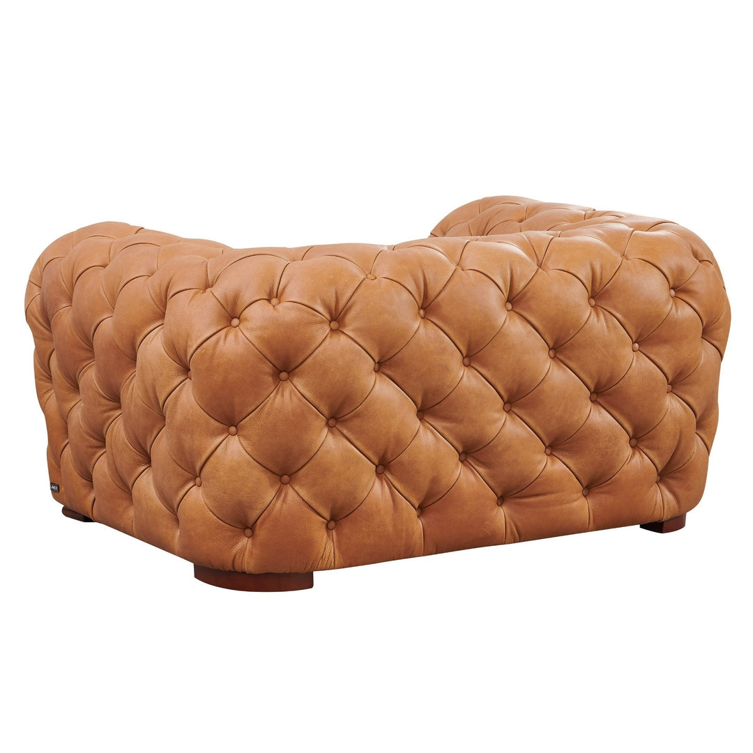 Dexter - Transitional Camel Full Italian Leather Lounge Chair
