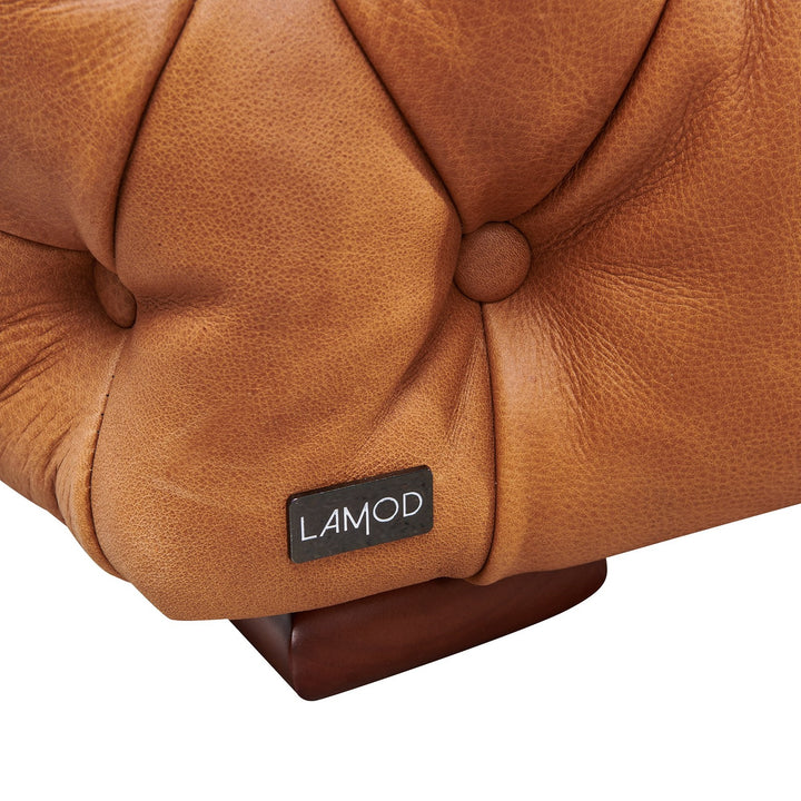 Dexter - Transitional Camel Full Italian Leather Lounge Chair
