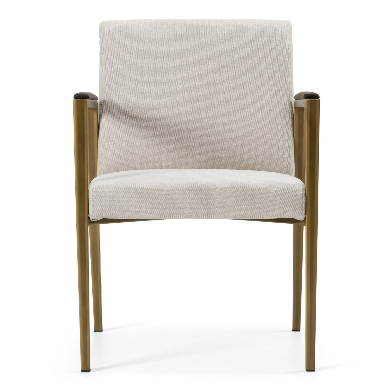 Sanders - Modern Off-White Fabric  Brass Dining Chair