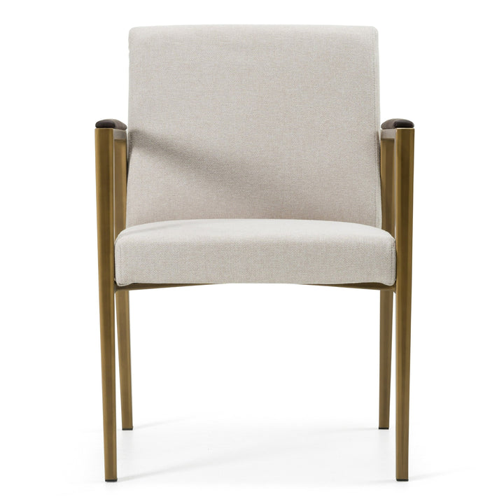 Sanders - Modern Off-White Fabric + Brass Dining Chair