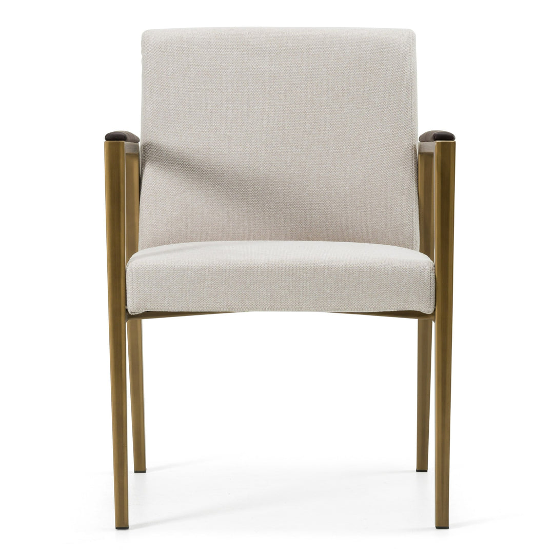 Sanders - Modern Off-White Fabric + Brass Dining Chair