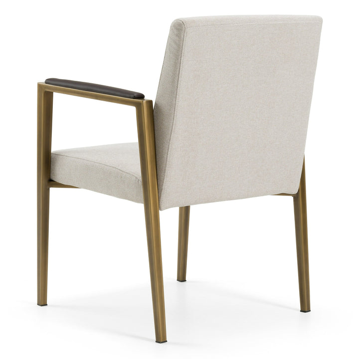 Sanders  Modern OffWhite Fabric + Brass Dining Chair