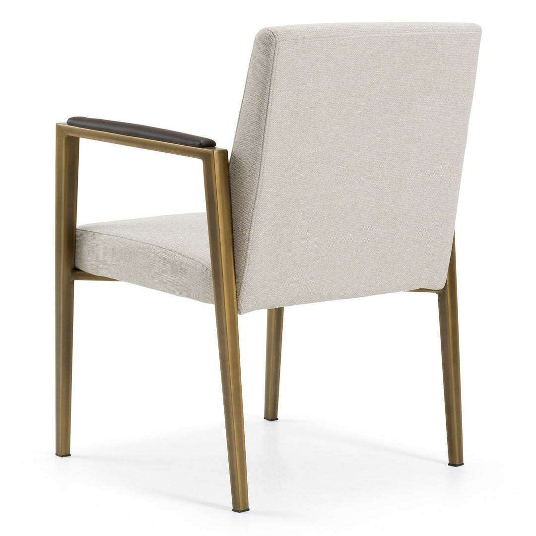 Sanders - Modern Off-White Fabric + Brass Dining Chair