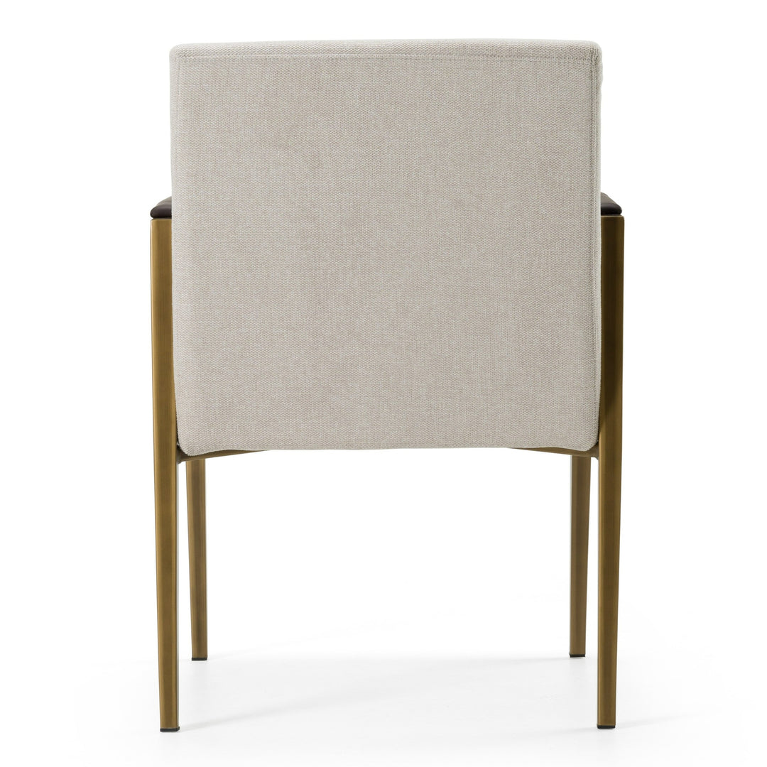 Sanders  Modern OffWhite Fabric + Brass Dining Chair