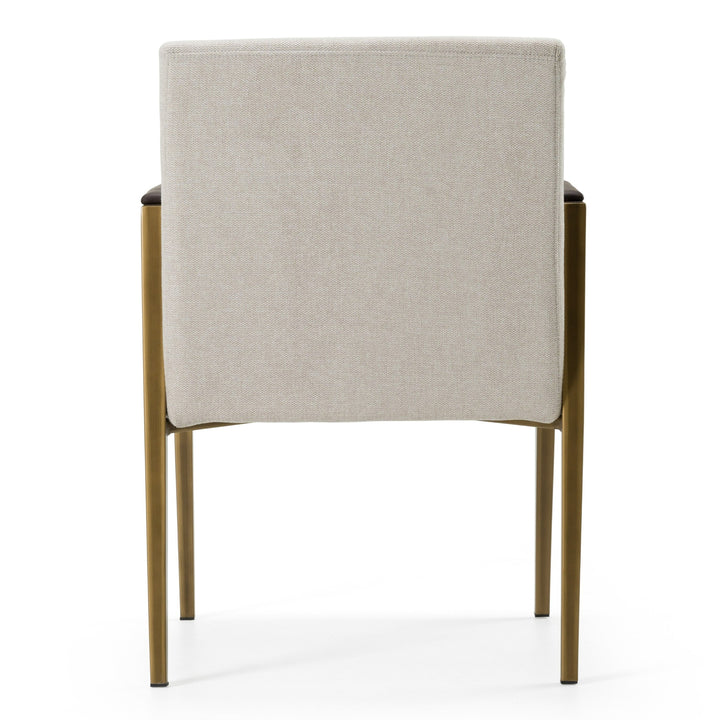 Sanders - Modern Off-White Fabric + Brass Dining Chair