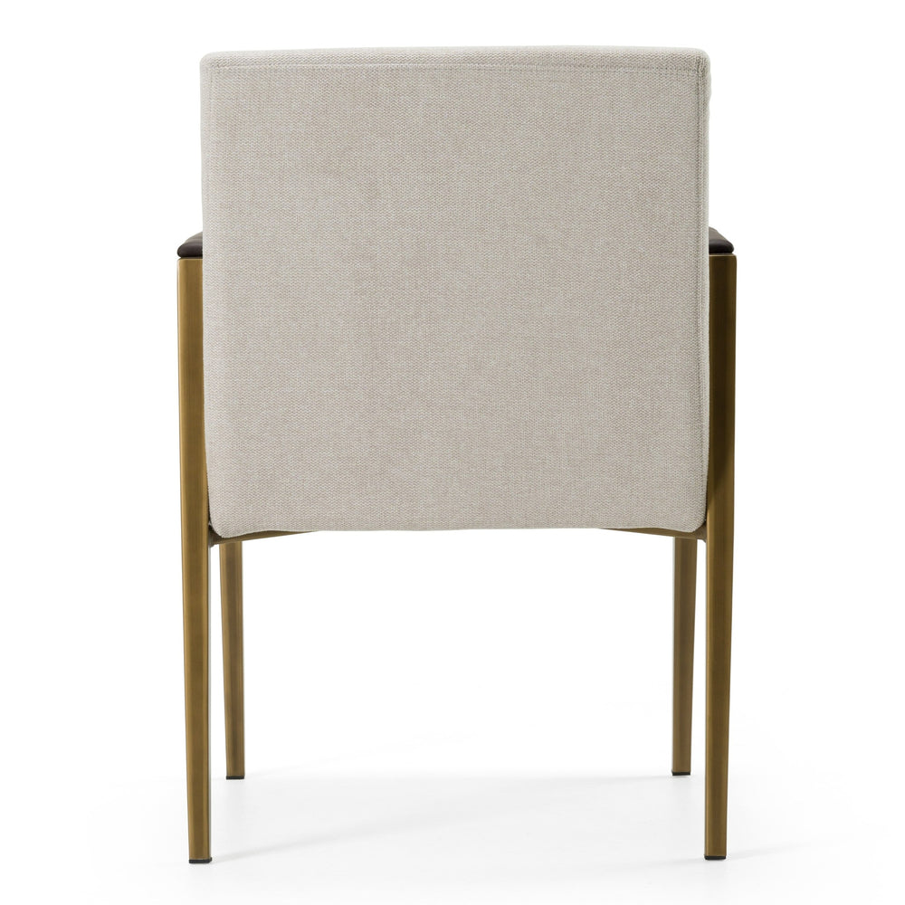 Sanders - Modern Off-White Fabric + Brass Dining Chair - View 4