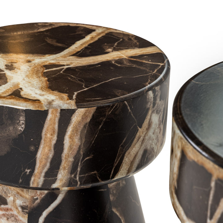 Marlow - Modern Faux Marble End Table Set