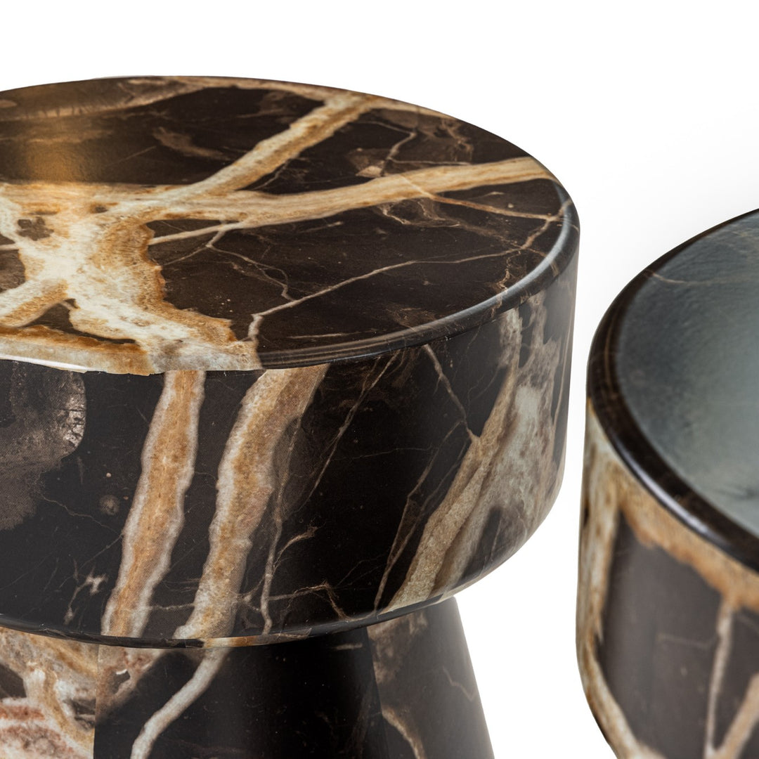 Marlow - Modern Faux Marble End Table Set