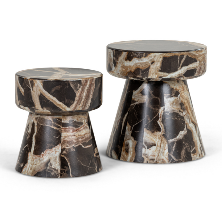 Marlow - Modern Faux Marble End Table Set