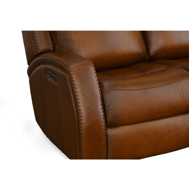 Mustang Leather Power Sofa with Power Headrest in Rust