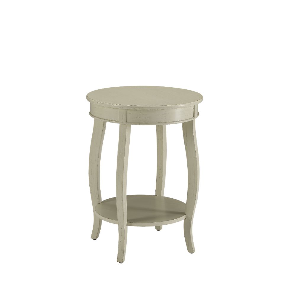 Aberta Round Accent Table - Antique White