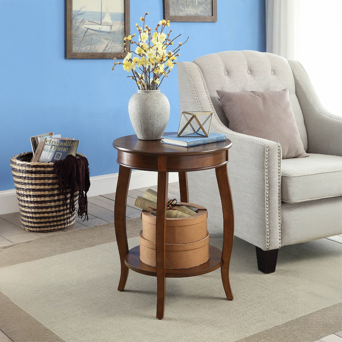 Aberta Round Accent Table - Walnut – view 2
