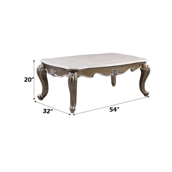 Elozzol - Coffee Table - Marble Top & Antique Bronze