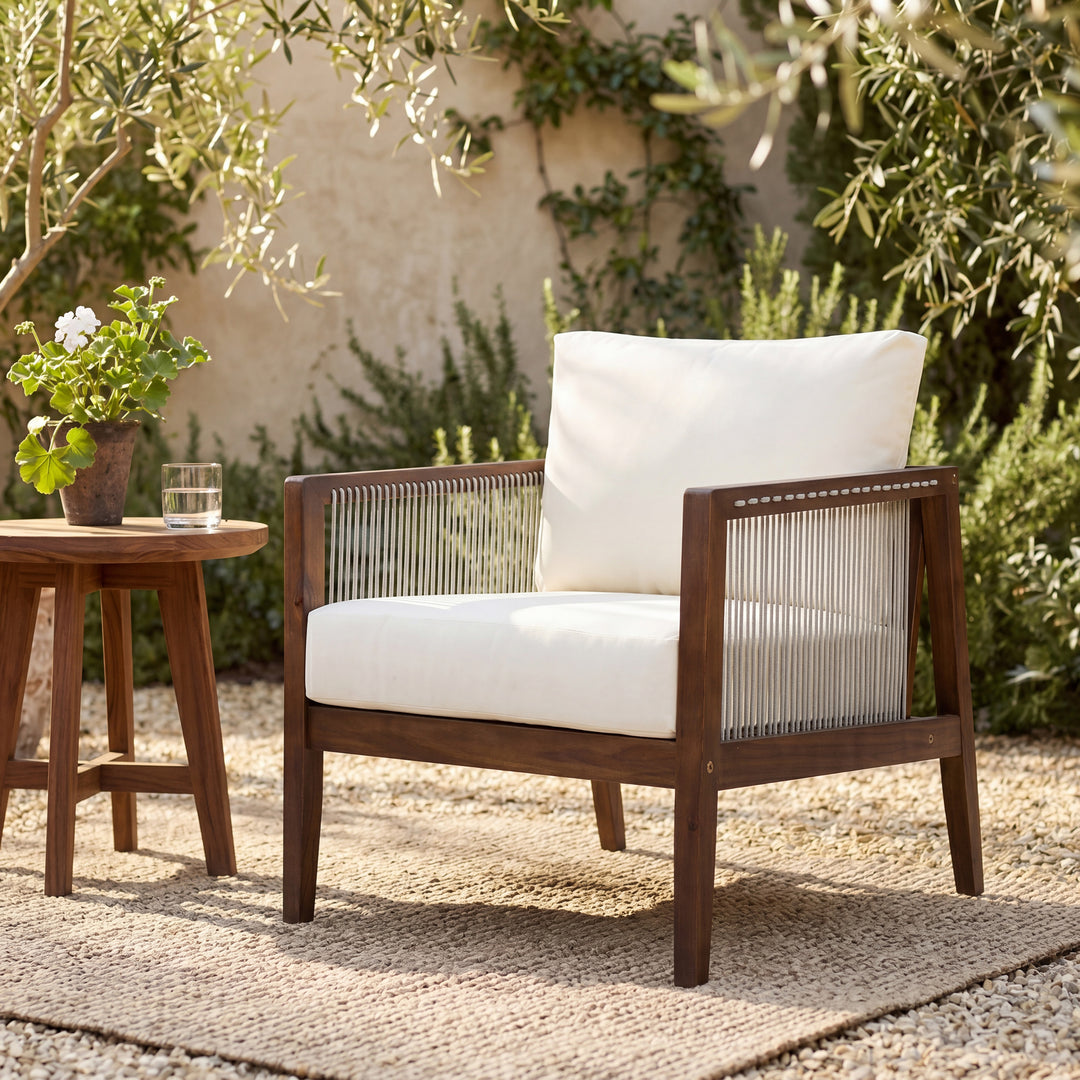 Acacia Rope Back Outdoor Club Chair – Dark Brown