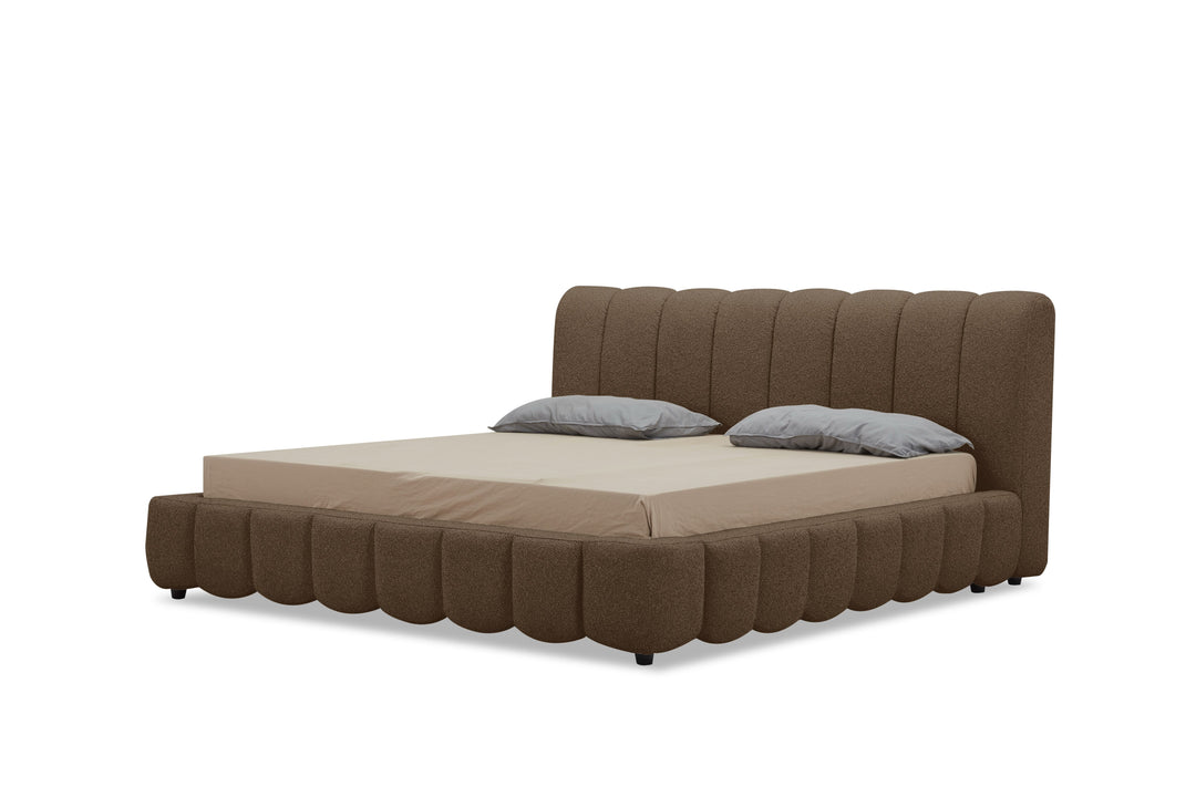 Eastern King Modrest Harris - Modern Brown Fabric Bed