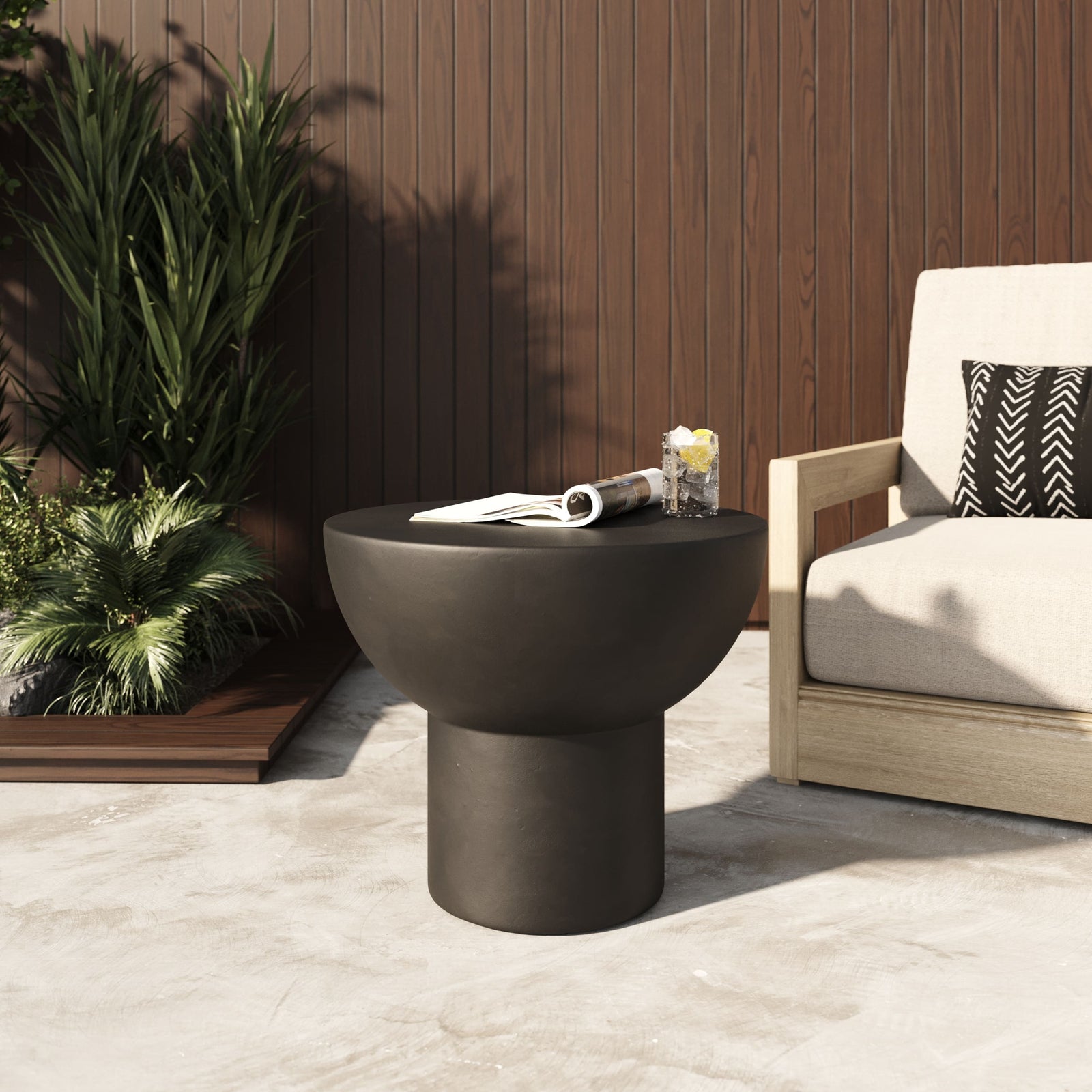 Fate - Modern Black Concrete End Table
