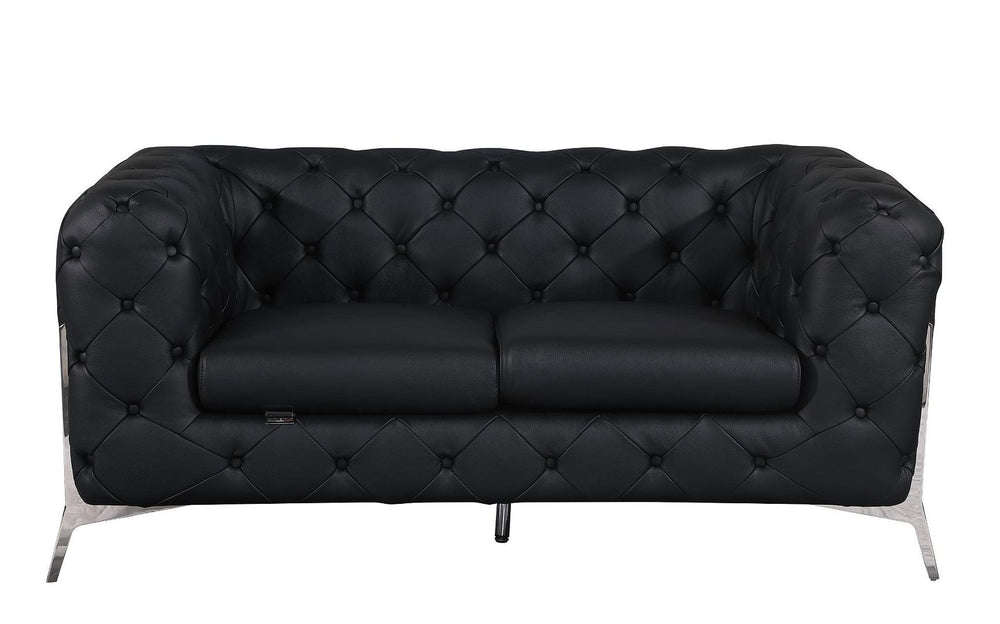 DivanItalia 970 Loveseat in Top-Grain Italian Leather - Black