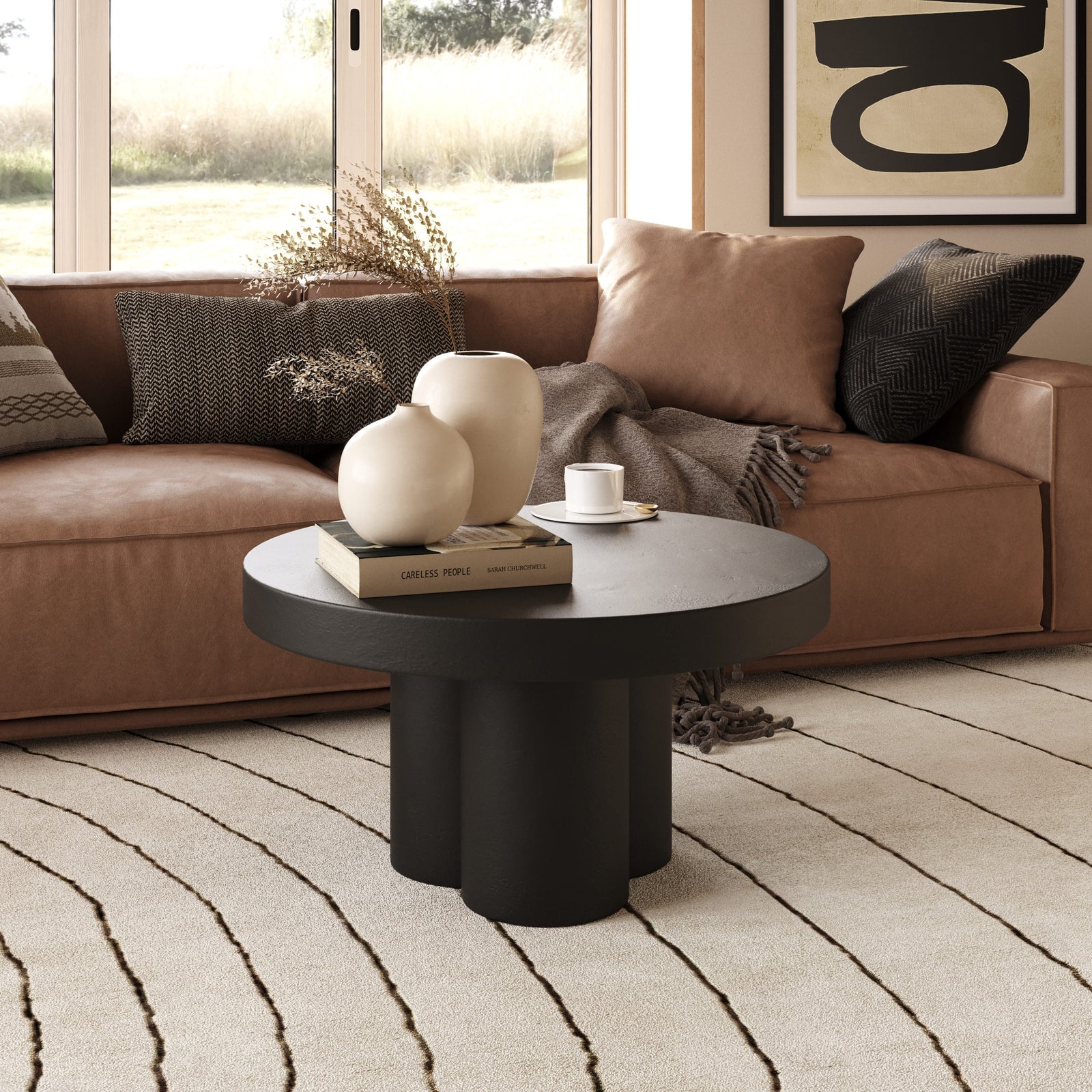 Bruni - Modern Black Concrete Coffee Table