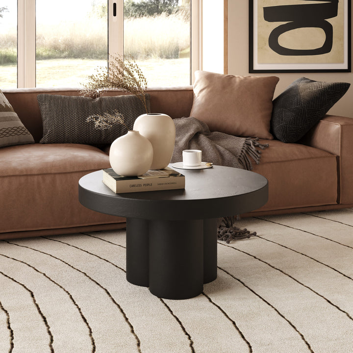 Bruni  Modern Black Concrete Coffee Table