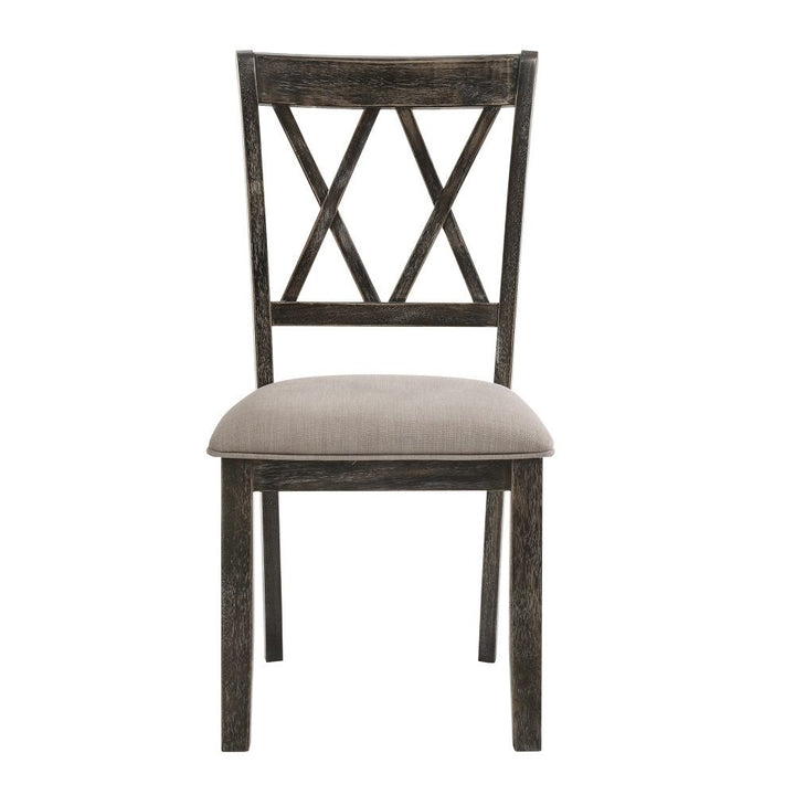 Claudia II - Side Chair Set of 2) - Beige Fabric & Weathered Gray