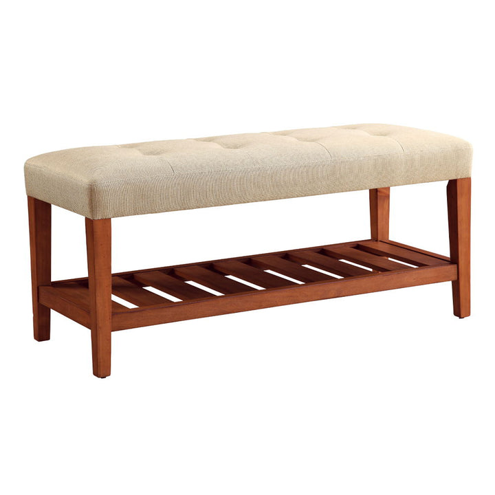 Charla - Bench - Beige Fabric & Oak
