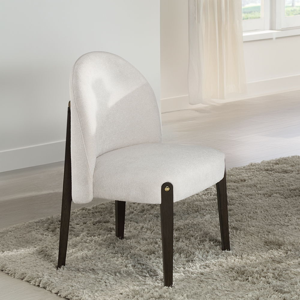 Clayten - Side Chair Set of 2) - Beige Chenille & Espresso