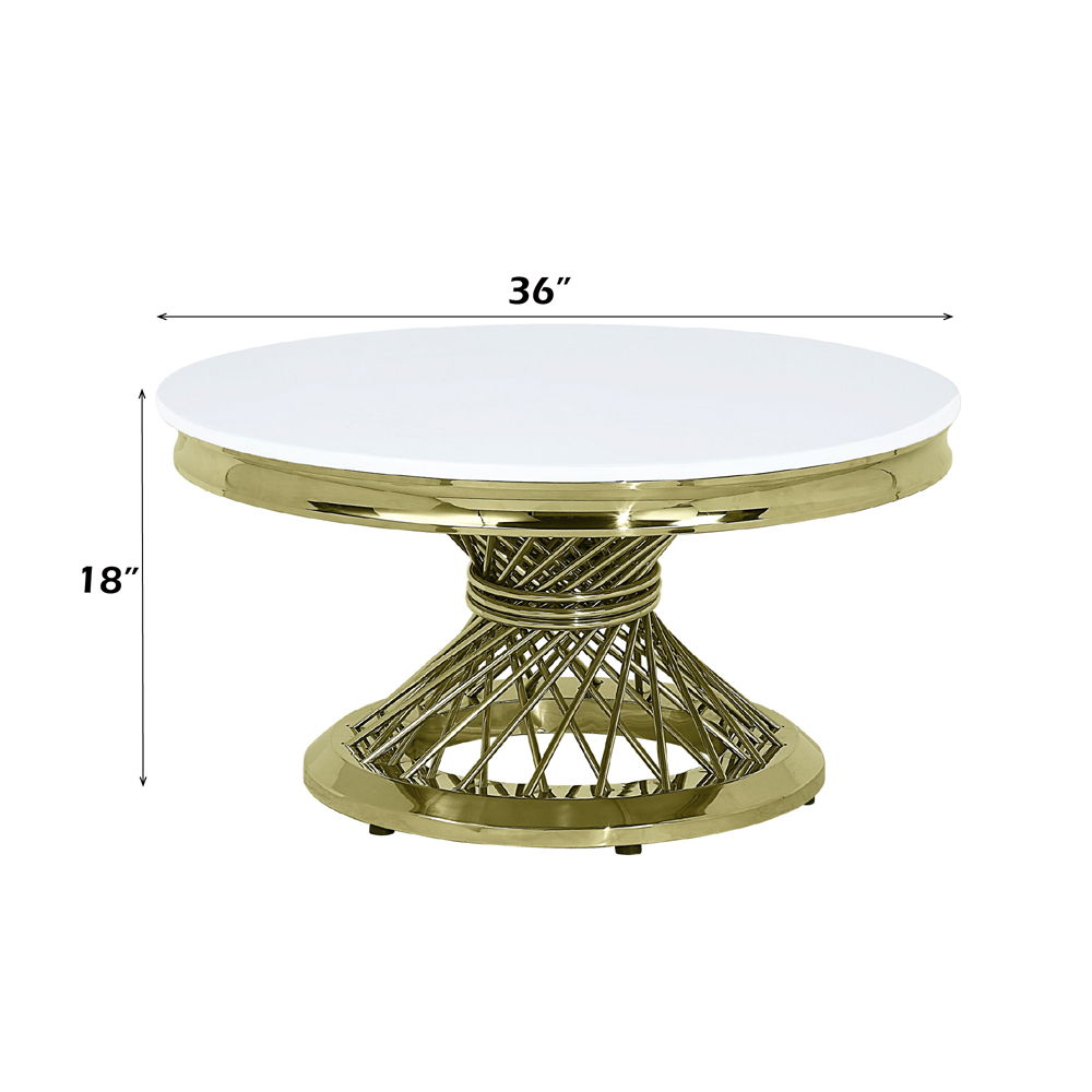 Fallon - Coffee Table With Engineered Stone Top - Engineered Stone Top & Gold