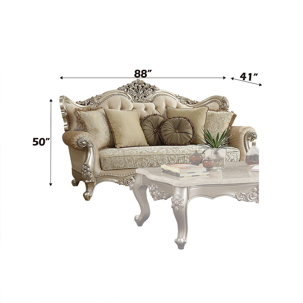 Bently - Sofa With 7 Pillows Same Lv01579) - Fabric & Champagne