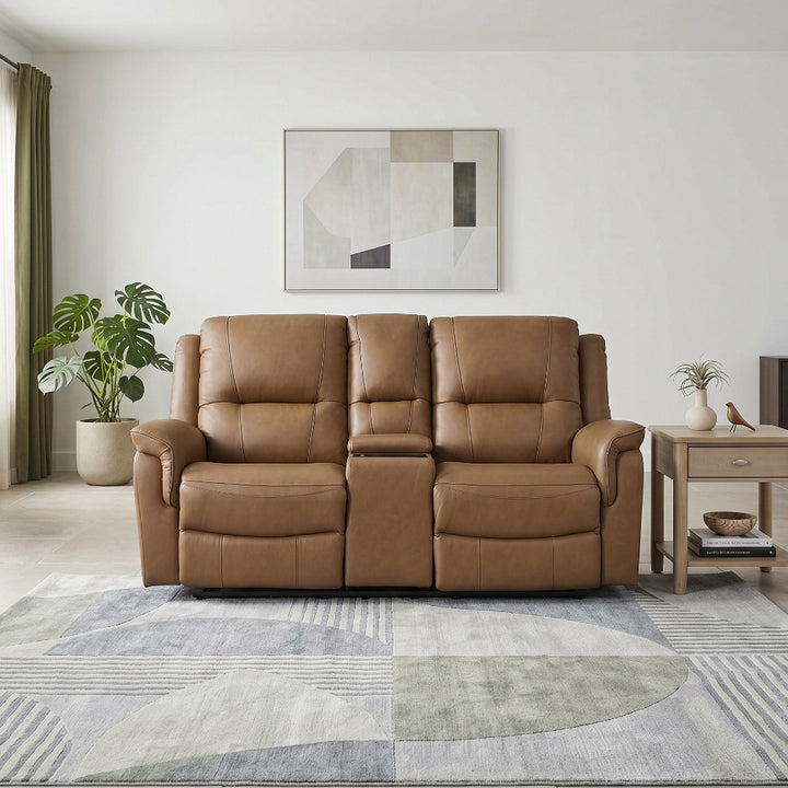 Haven Power Reclining Leather Loveseat with Console
