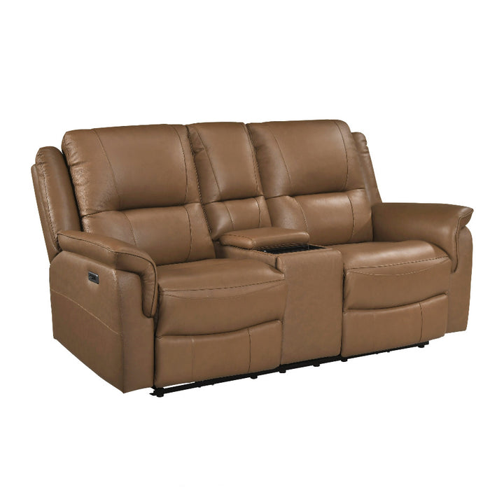 Haven Power Reclining Leather Loveseat with Console