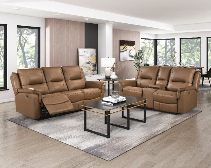 Haven Power Reclining Leather Loveseat with Console