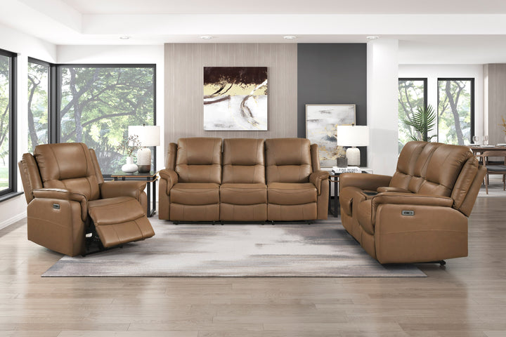 Haven Power Reclining Leather Loveseat with Console