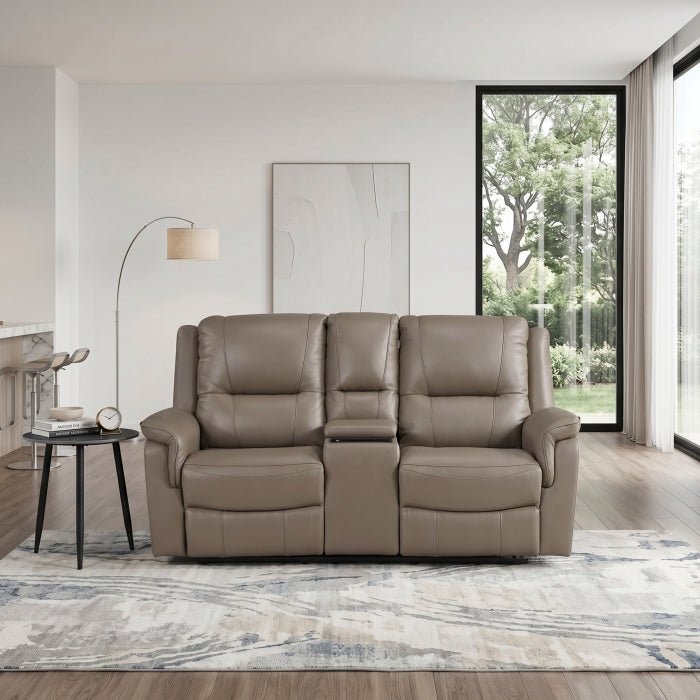 Haven Power Reclining Leather Loveseat with Console