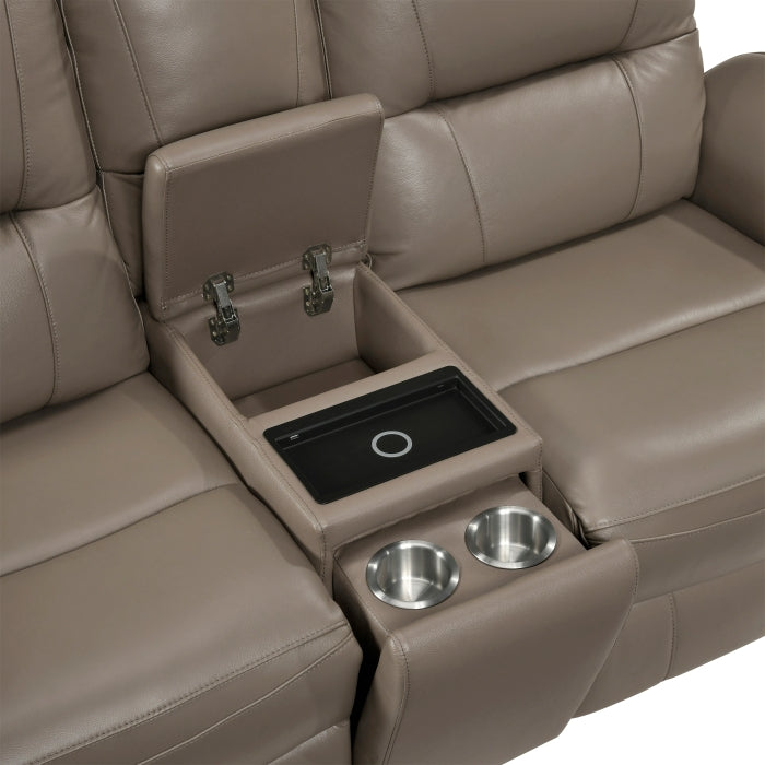 Haven Power Reclining Leather Loveseat with Console