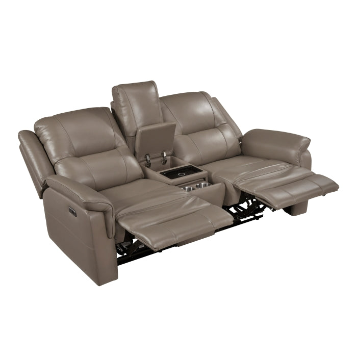 Haven Power Reclining Leather Loveseat with Console