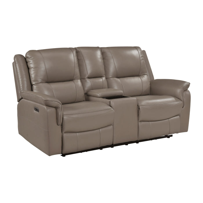 Haven Power Reclining Leather Loveseat with Console
