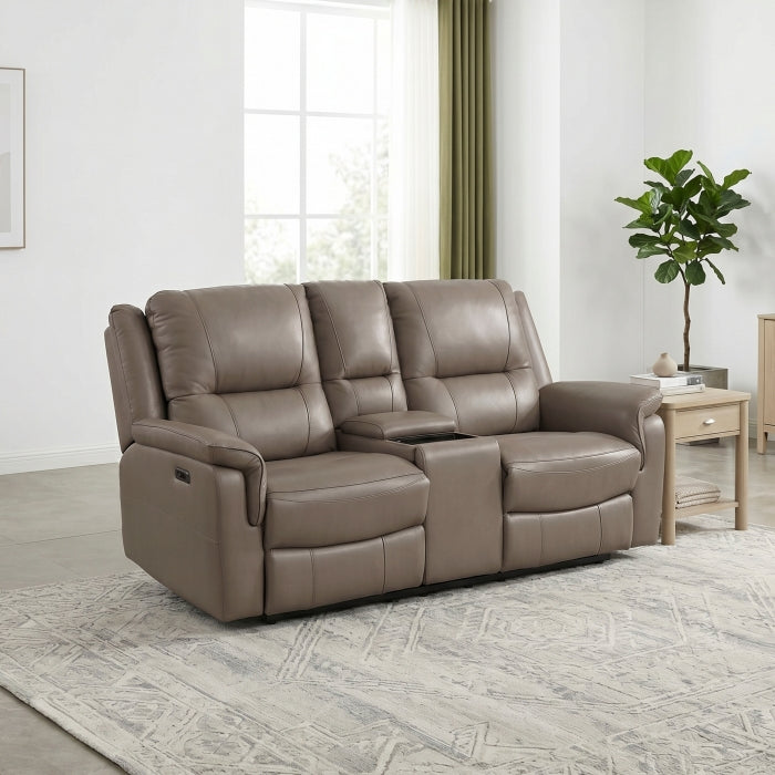 Haven Power Reclining Leather Loveseat with Console