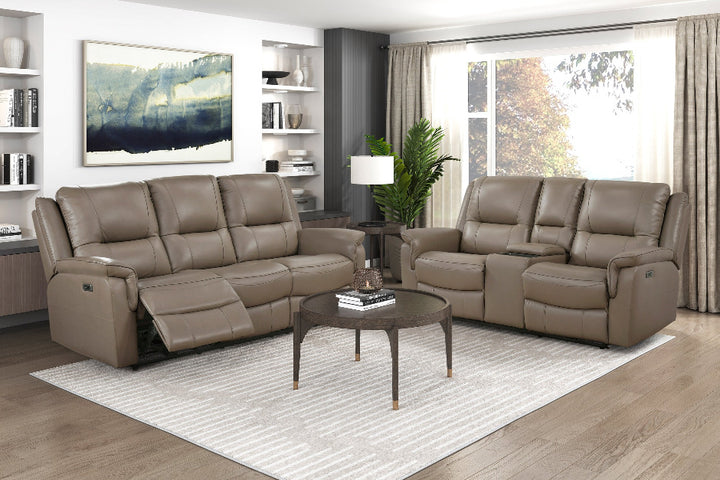 Haven Power Reclining Leather Loveseat with Console