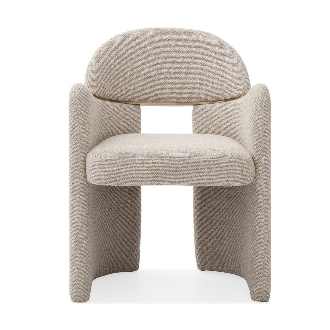 Ashley - Modern Beige Fabric + Brushed Brass Dining Chair