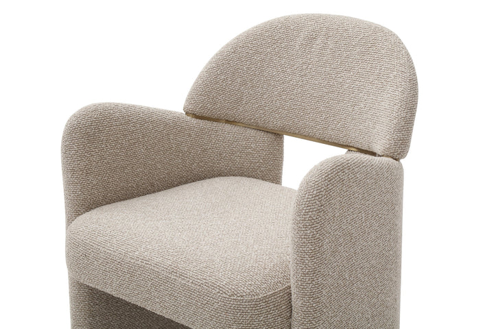 Ashley - Modern Beige Fabric + Brushed Brass Dining Chair